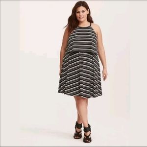 Torrid Black & White Striped Jersey Twofer Tank Dress  4X Women’s GUC